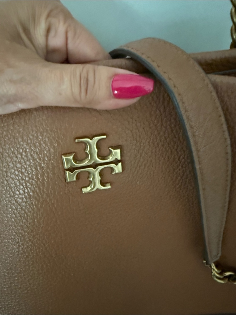 Tory Burch kira leather tote brown brown grained leather snap - Picture 7 of 10